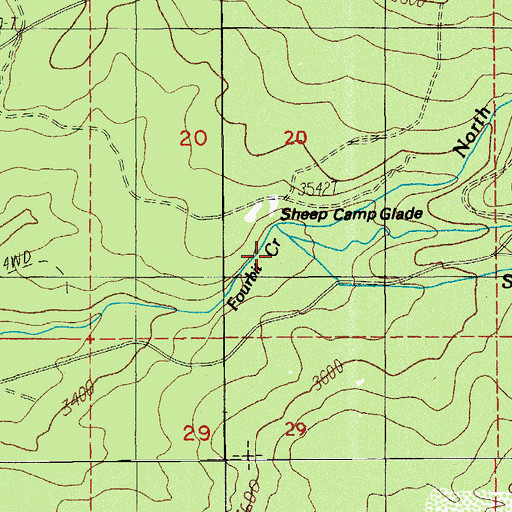 Topographic Map of North Fork Fourbit Creek, OR