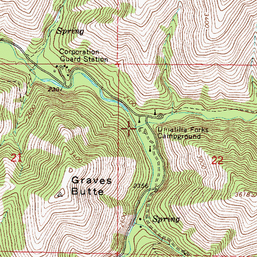 Topographic Map of North Fork Umatilla River, OR