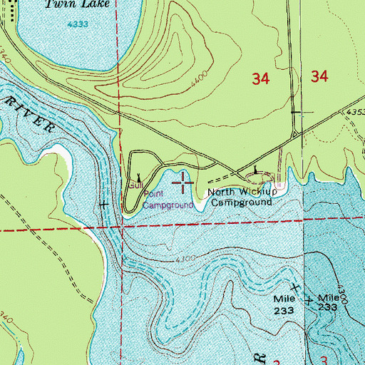Topographic Map of North Wickiup Campground, OR