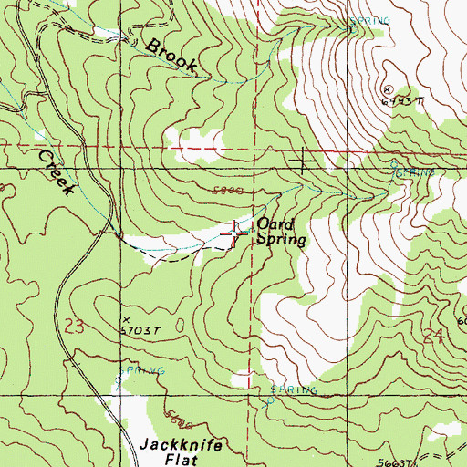 Topographic Map of Oard Spring, OR