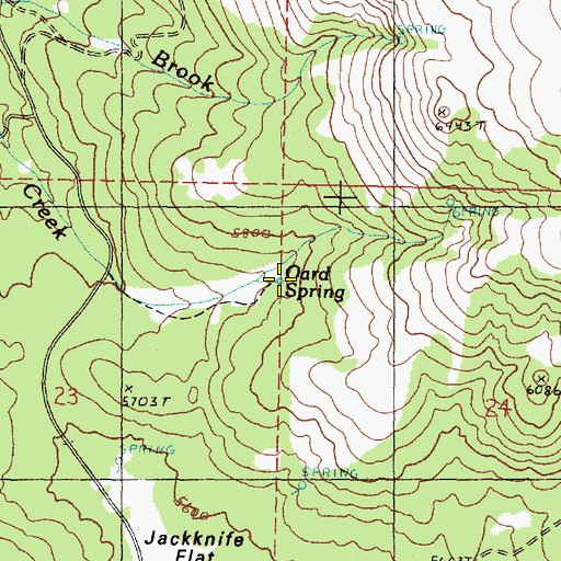 Topographic Map of Oard Spring, OR
