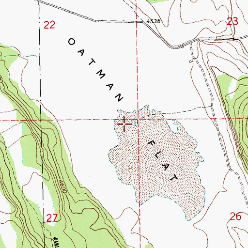 Topographic Map of Oatman Flat, OR