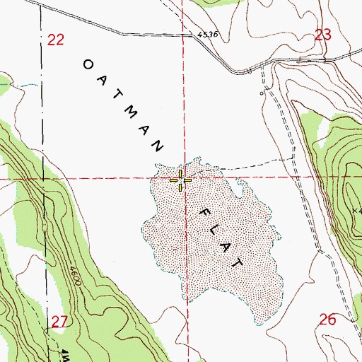 Topographic Map of Oatman Flat, OR