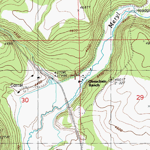 Topographic Map of Obenchain Ranch, OR