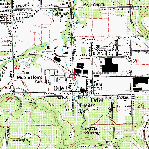 Topographic Map of Odell, OR