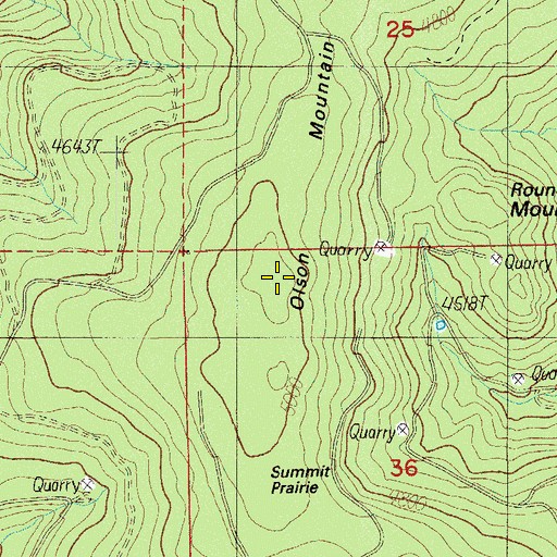 Topographic Map of Olson Mountain, OR
