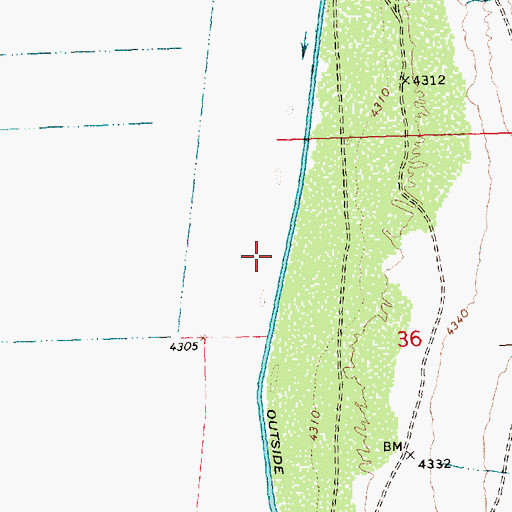 Topographic Map of Outside Canal, OR