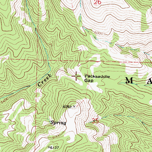 Topographic Map of Packsaddle Gap, OR