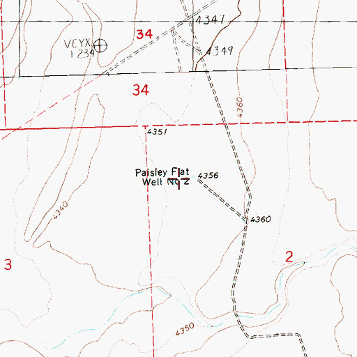 Topographic Map of Paisley Flat Well Number Two, OR