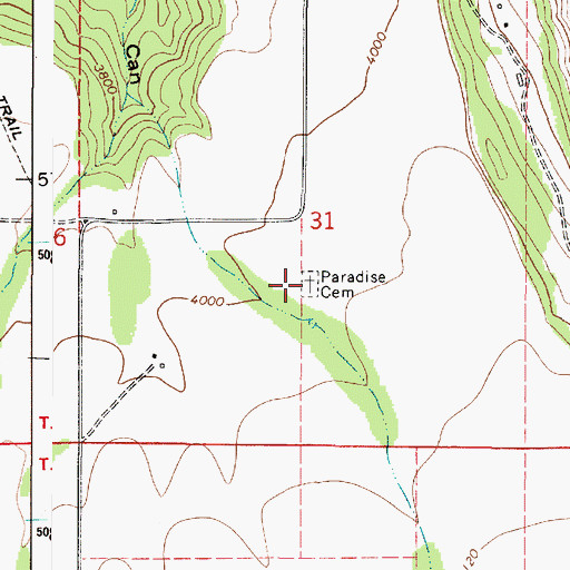 Topographic Map of Paradise Cemetery, OR