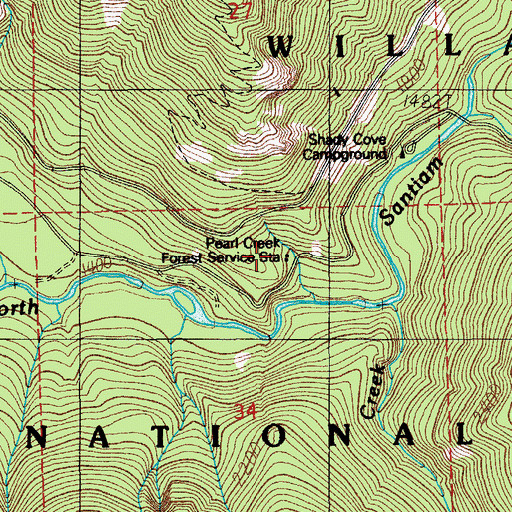 Topographic Map of Pearl Creek Guard Station, OR