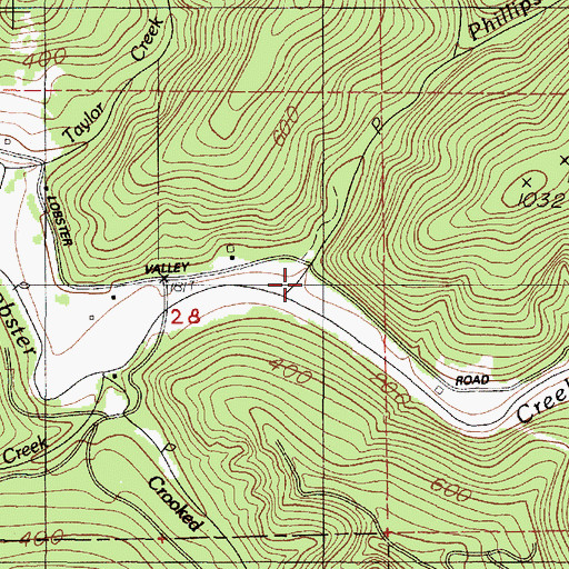 Topographic Map of Phillips Creek, OR