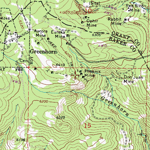 Topographic Map of Phoenix Mine, OR