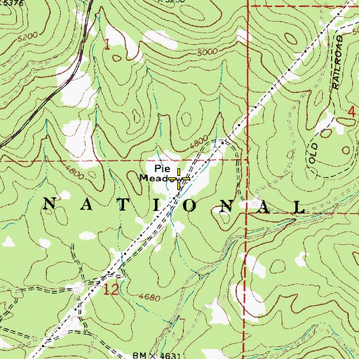 Topographic Map of Pie Meadow, OR