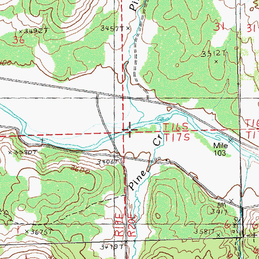 Topographic Map of Pine Creek, OR