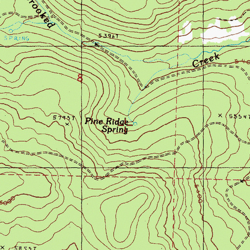 Topographic Map of Pine Ridge Spring, OR