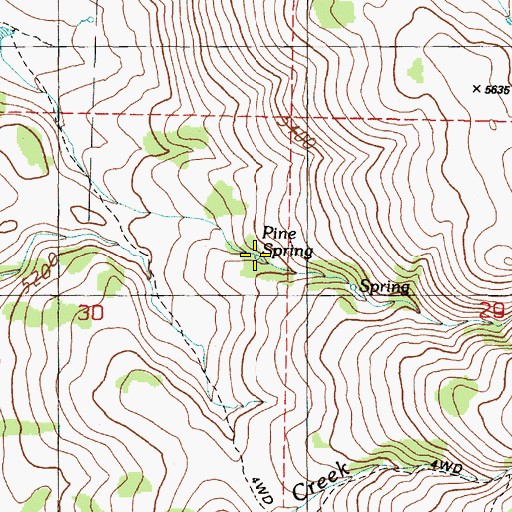 Topographic Map of Pine Spring, OR