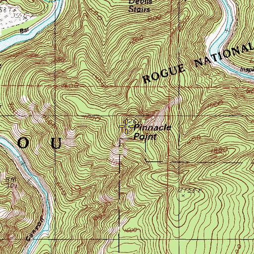 Topographic Map of Pinnacle Point, OR
