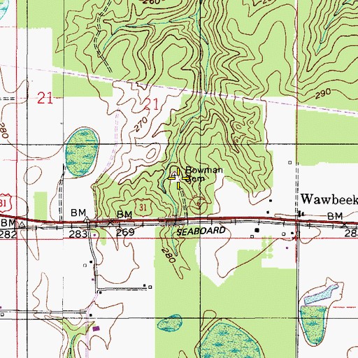 Topographic Map of Bowman Cemetery, AL
