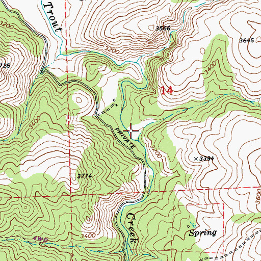 Topographic Map of Poison Hollow, OR