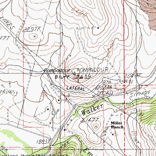 Topographic Map of Pompadour Bluff, OR
