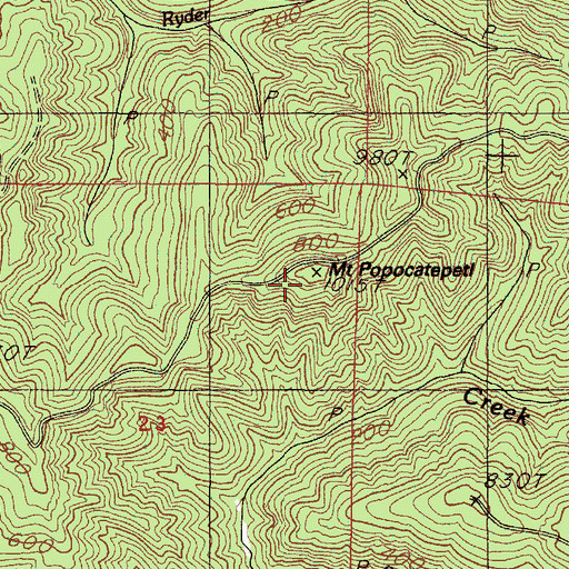 Topographic Map of Mount Popocatepetl, OR
