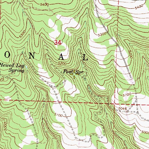 Topographic Map of Post Spring, OR