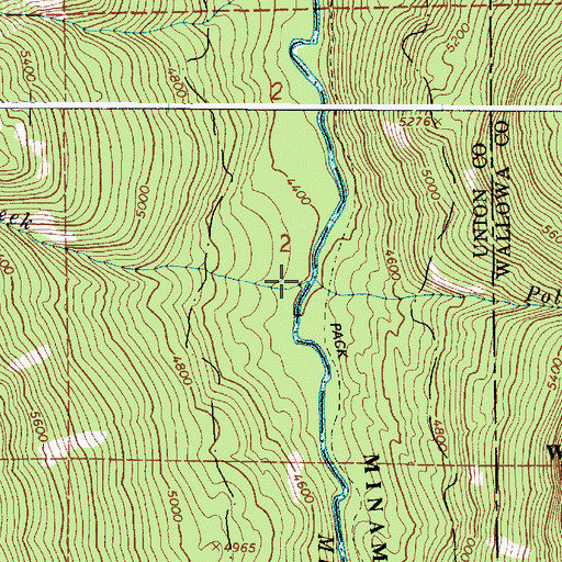 Topographic Map of Pot Creek, OR