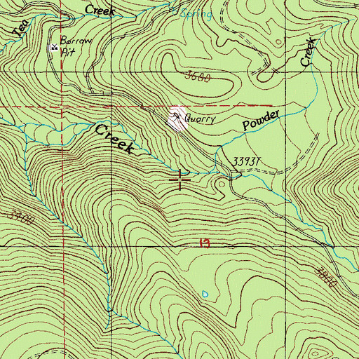 Topographic Map of Powder Creek, OR