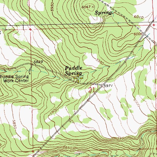 Topographic Map of Puddle Spring, OR