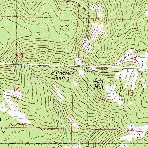 Topographic Map of Putnam Spring, OR