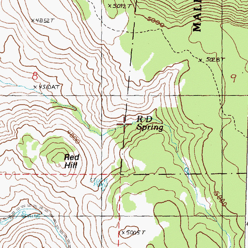 Topographic Map of R D Spring, OR