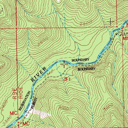 Topographic Map of Racing Creek, OR