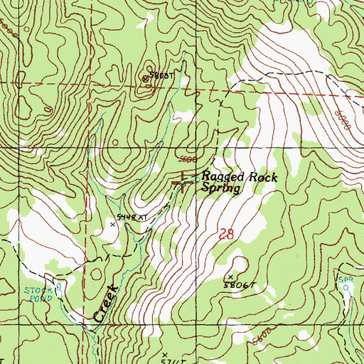 Topographic Map of Ragged Rock Spring, OR