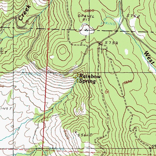 Topographic Map of Rainbow Spring, OR