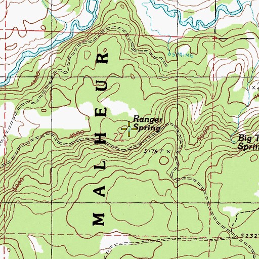 Topographic Map of Ranger Spring, OR
