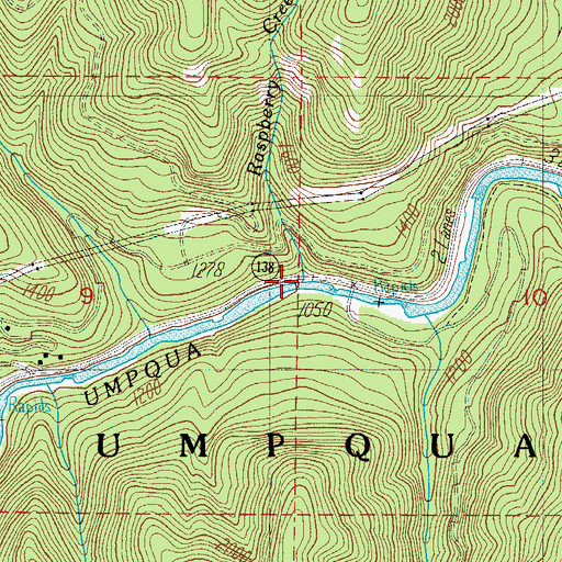 Topographic Map of Raspberry Creek, OR