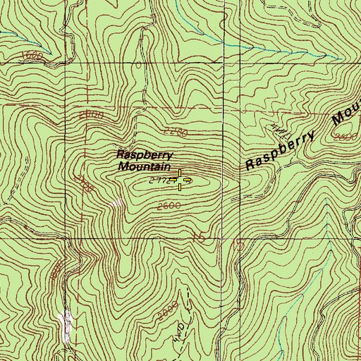 Topographic Map of Raspberry Mountain, OR