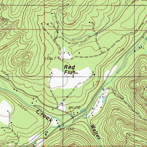 Topographic Map of Red Flat, OR