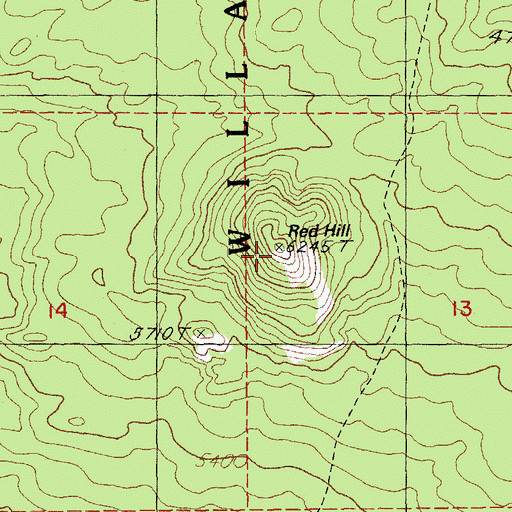 Topographic Map of Red Hill, OR