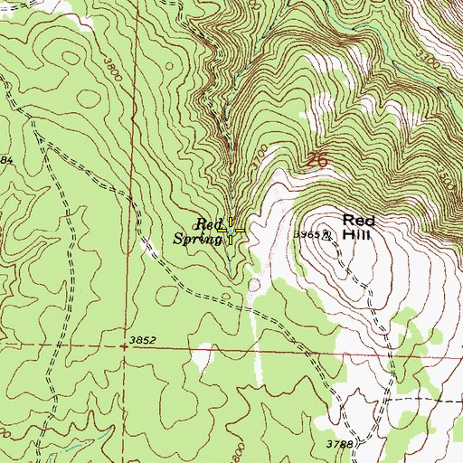 Topographic Map of Red Spring, OR