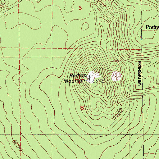Topographic Map of Redtop Mountain, OR