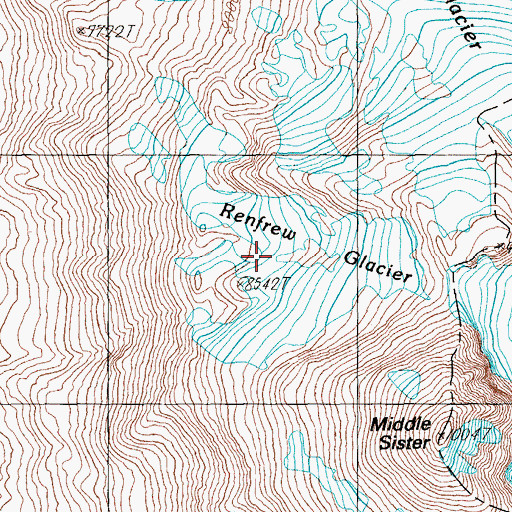Topographic Map of Renfrew Glacier, OR
