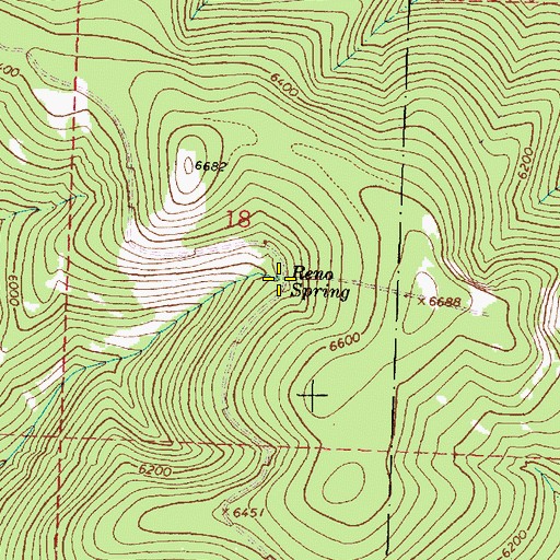 Topographic Map of Reno Spring, OR