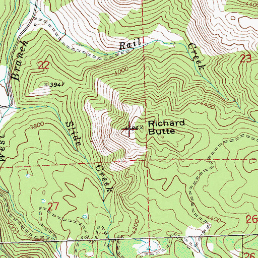 Topographic Map of Richard Butte, OR