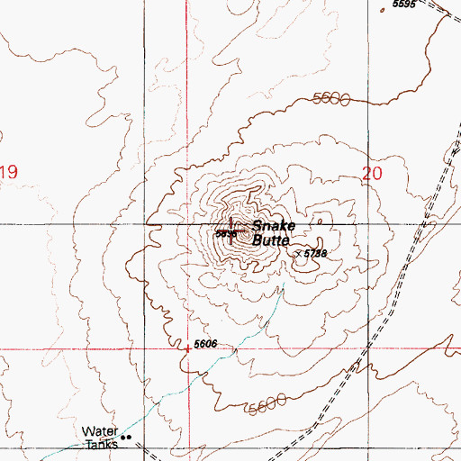 Topographic Map of Snake Butte, AZ