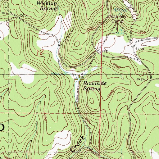 Topographic Map of Roadside Spring, OR