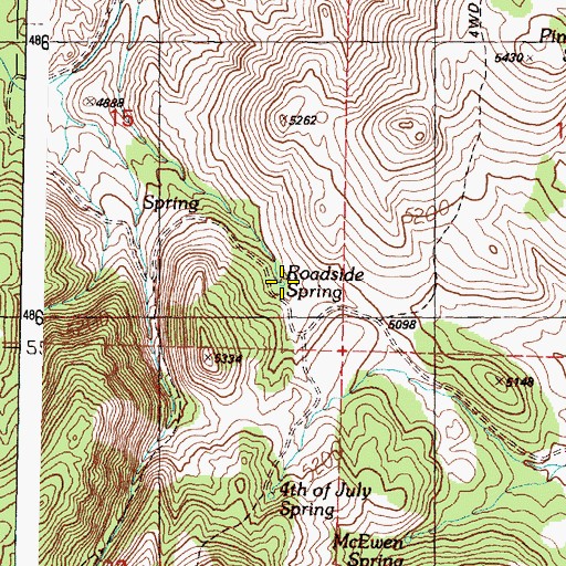 Topographic Map of Roadside Spring, OR