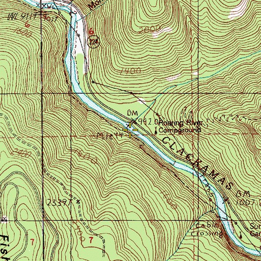 Topographic Map of Roaring River, OR