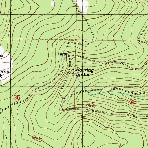 Topographic Map of Roaring Spring, OR
